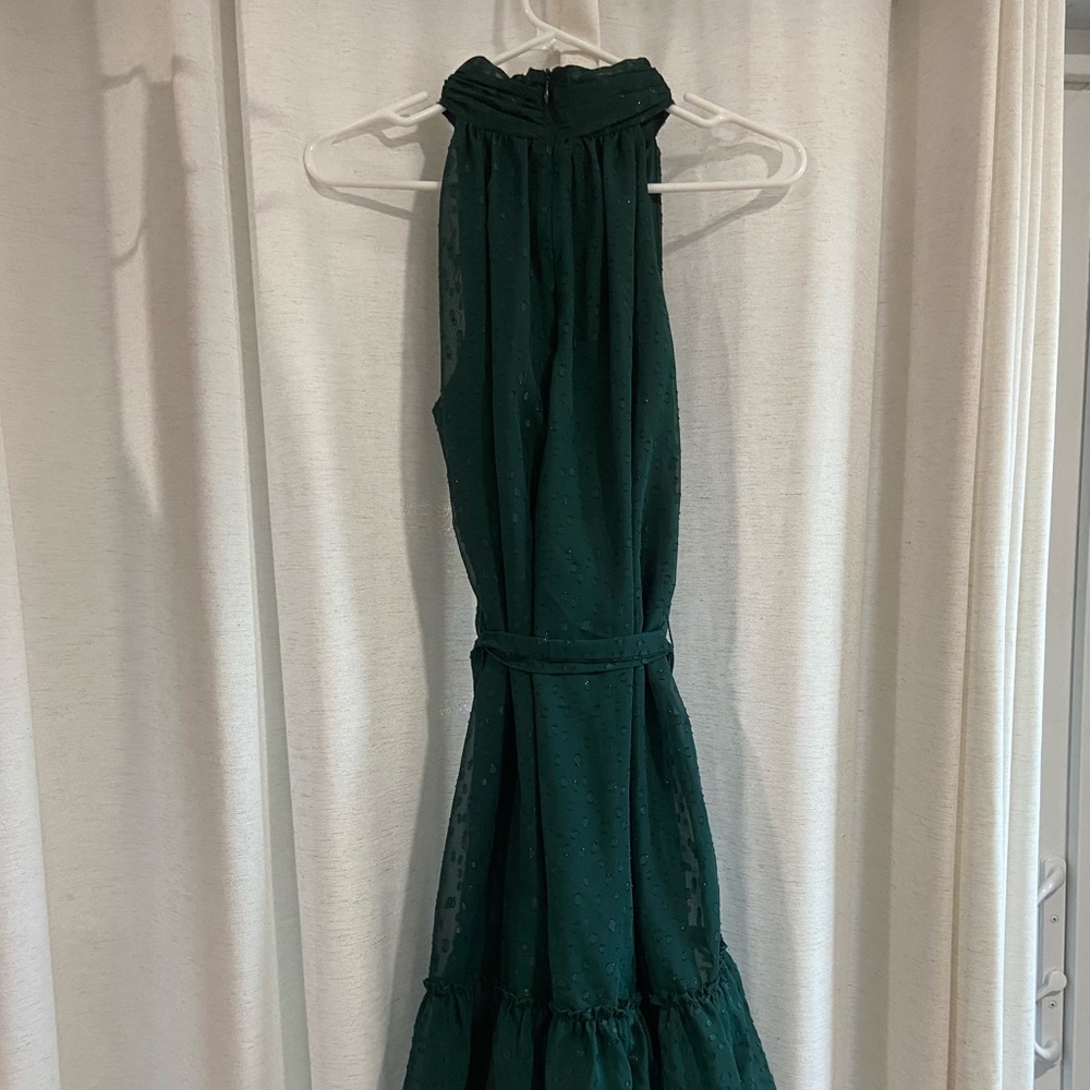 Dark Green Just Taylor Mid Dress - High Neck with Ruffle Bottom - Size 8